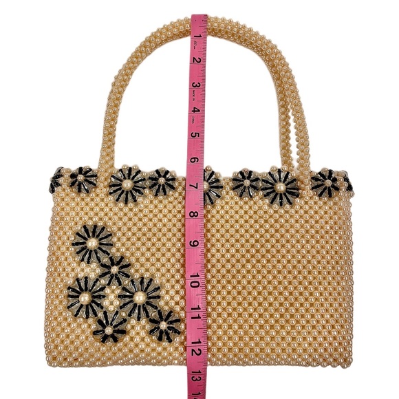 Vintage Floral Faux Pearl and Acrylic Beaded Evening Cocktail Wedding Bag EUC - Picture 11 of 13